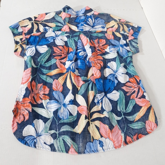 Tommy Bahama Linen Floral Hawaiian Shirt WOMEN MEDIUM - Picture 4 of 11